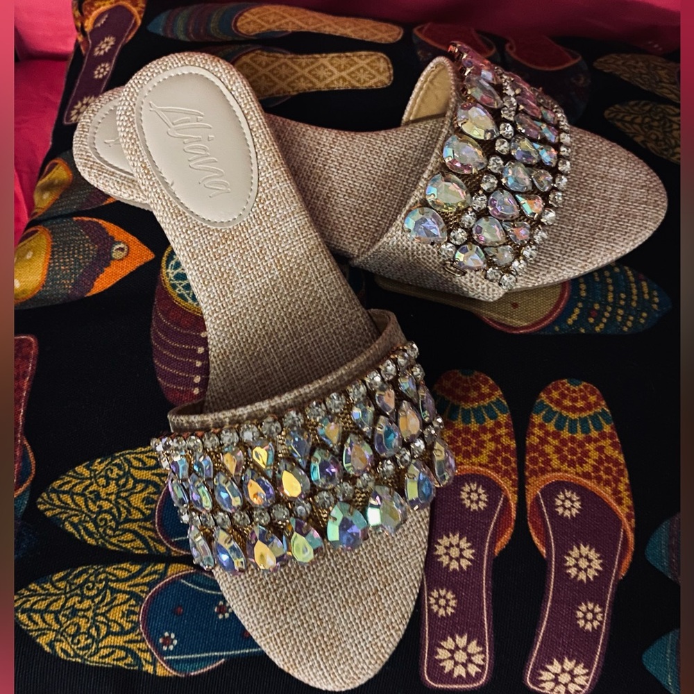 Liliana Tan Crystal Embellished Sandal